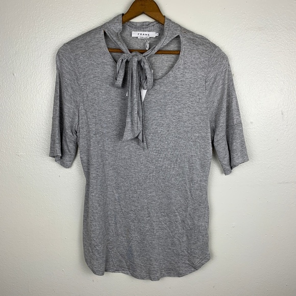 Frame Denim Tops - NWT Frame Tie Neck 3/4 Sleeve Grey Top M